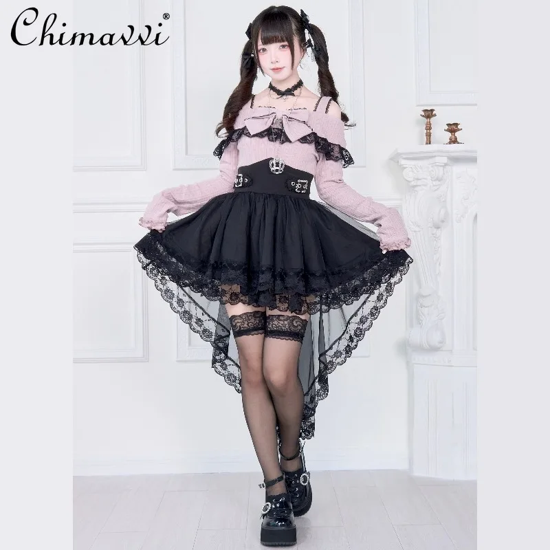 

Original Japanese Subculture Sweet Cool Girl Fake Two-Piece Dress Autumn Winter New Mass-Produced Lace Cute Lolita Dress