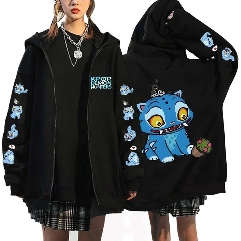 

Осенне-зимняя толстовка на молнии с капюшоном в Корейском и американском стиле «Тигр», «Отряд ведьмы», окружающее мужское и женское пальто большого размера с 3D плюс