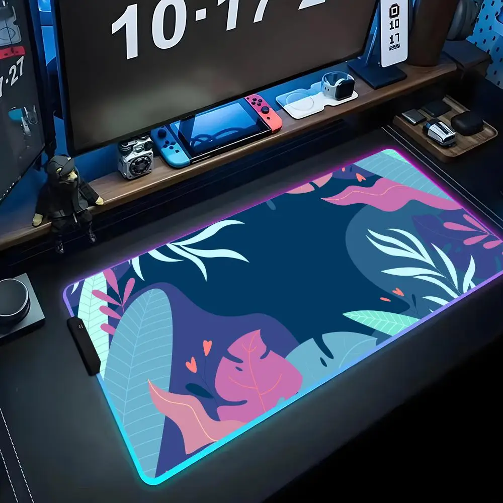 

Tropical rainforest plant Mouse Pad RGB Gaming Mousepad Big LED Pad PC Desk Mat Luminous Mouse Pad Large Keyboard Mats Table Rug