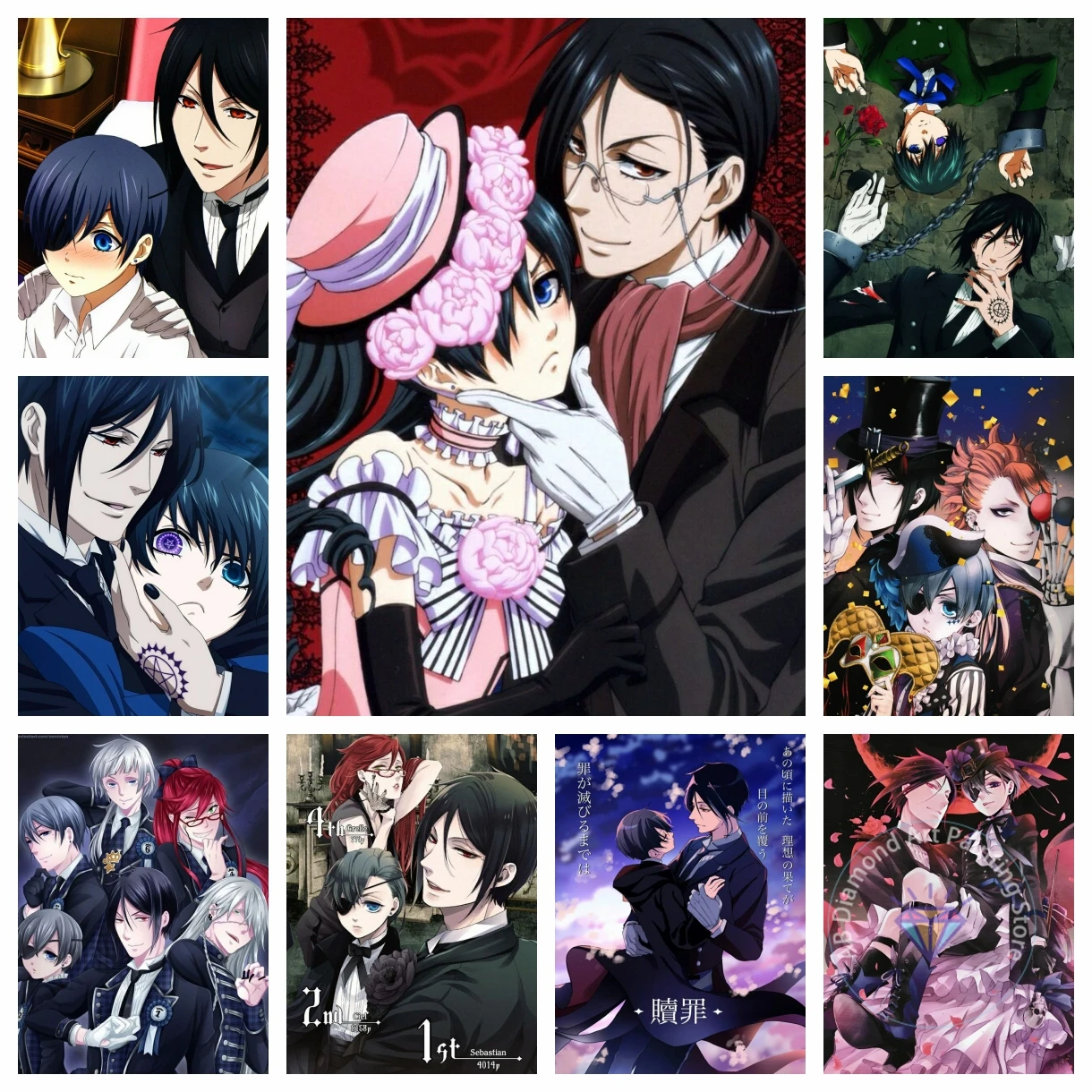 Black Butler Japanese Manga Diamond Painting Kit 5D DIY Diamond Embroidery Cross Stitch Handmade Art Gift Crafts Home Decor