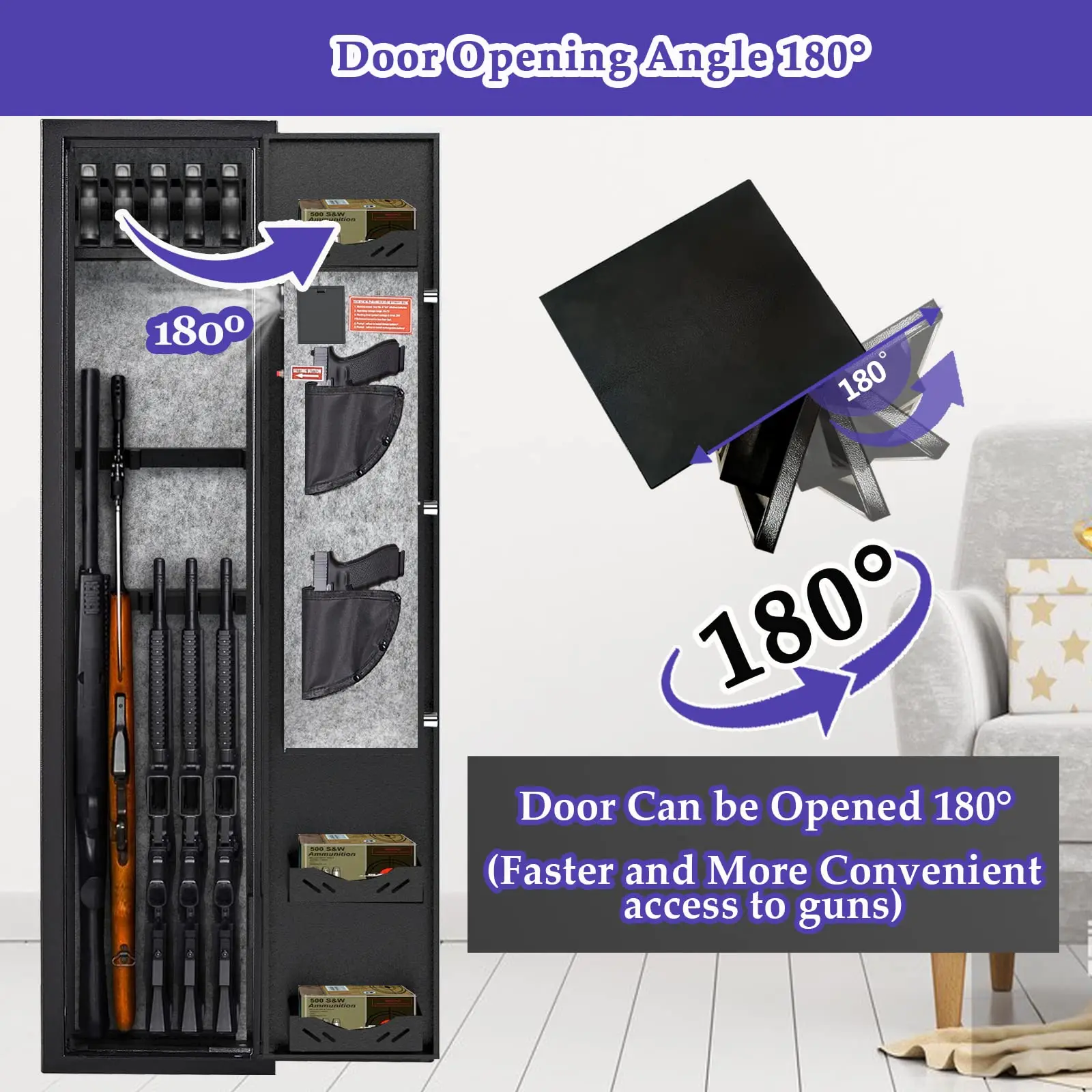 KAER 3-5 сейфов для домашних винтов и пистолетов, сейфы для быстрого доступа для дробовиков, шкафы с регулируемой стойкой, карманами и удаления