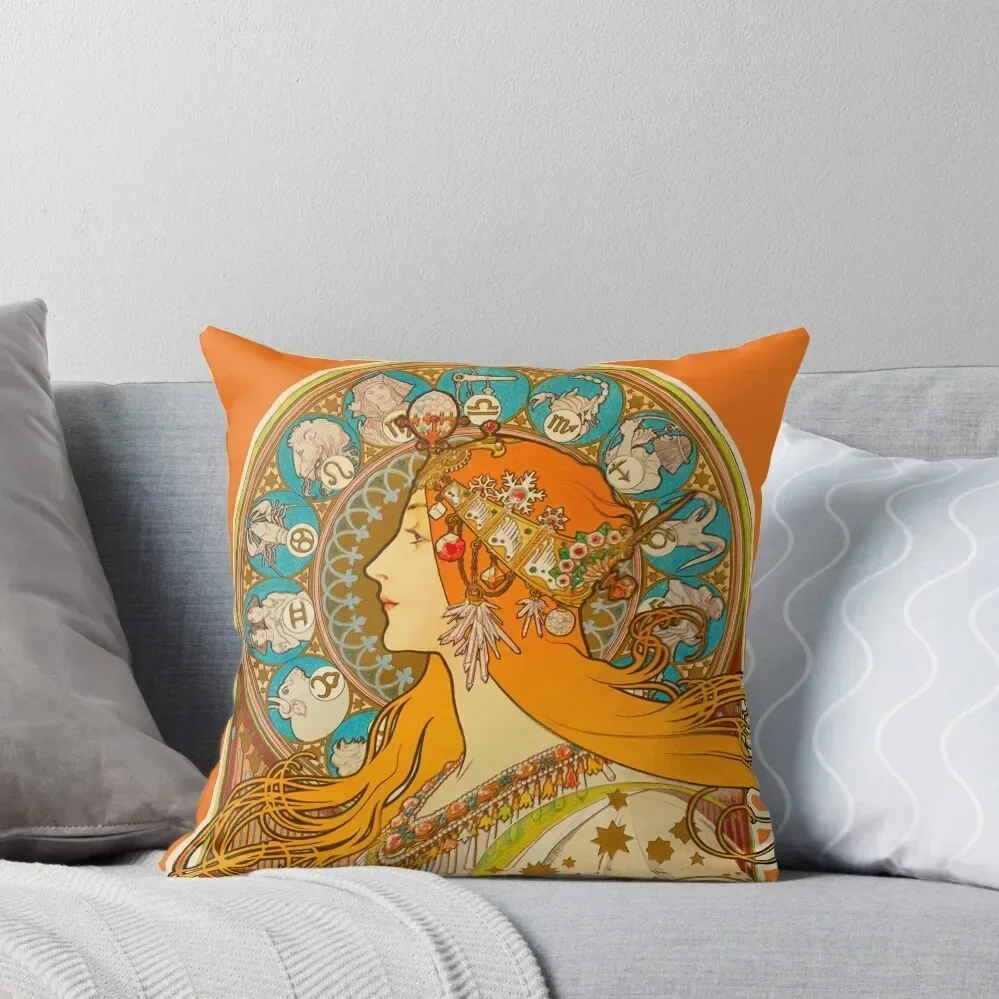 

Zodiac, (1896) - Alphonse Mucha. HIGH DEFINITION Throw Pillow Cushion Child Christmas Pillow Covers pillow