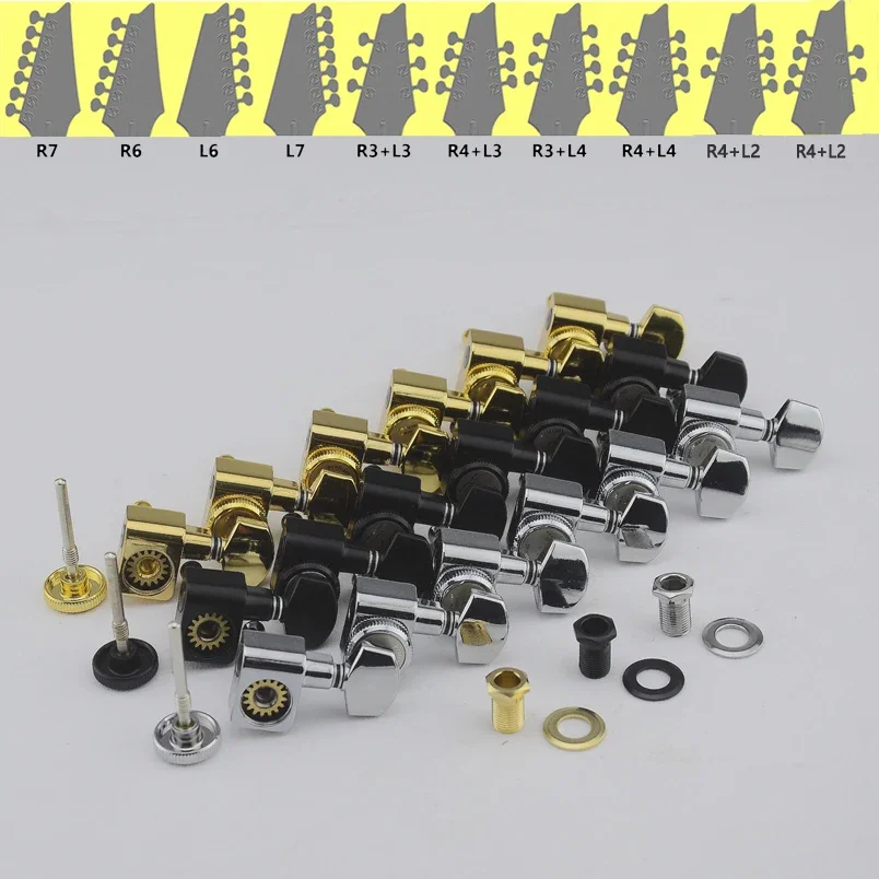 1 Set  6/7/8 Strings No Screw Locking Sealed Guitar Machine Heads Tuners Black/Gold/Chrome Silver Guitar Parts