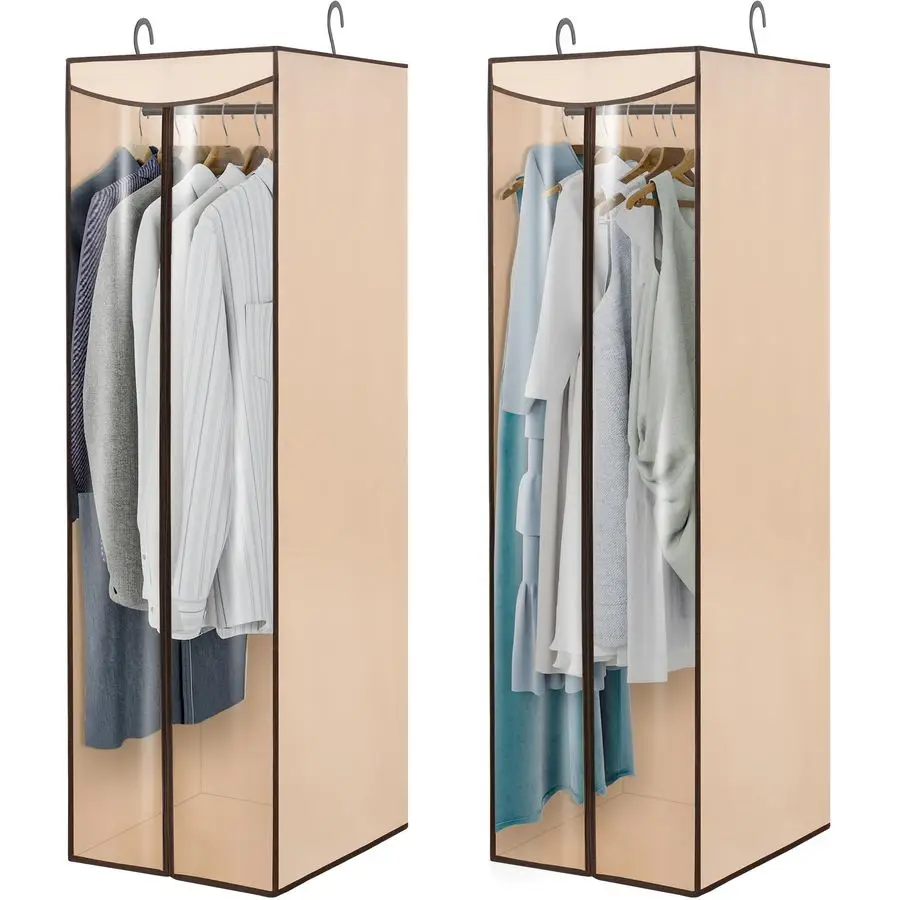 

Garment Bags for Hanging Clothes Storage, Long Garment Cover with Zippered Clear Window for Closet Wardrobe Clothes Rack Organiz