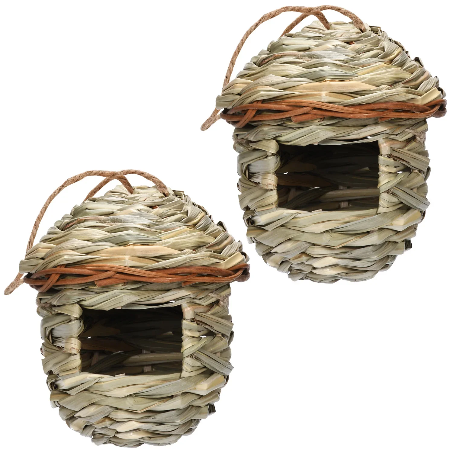 Hand Woven Birds Nest Bird Cage Grass Egg Cage Bird House Outdoor Decorative Weaved Hanging Parrot Nest Houses Pet Bedroom