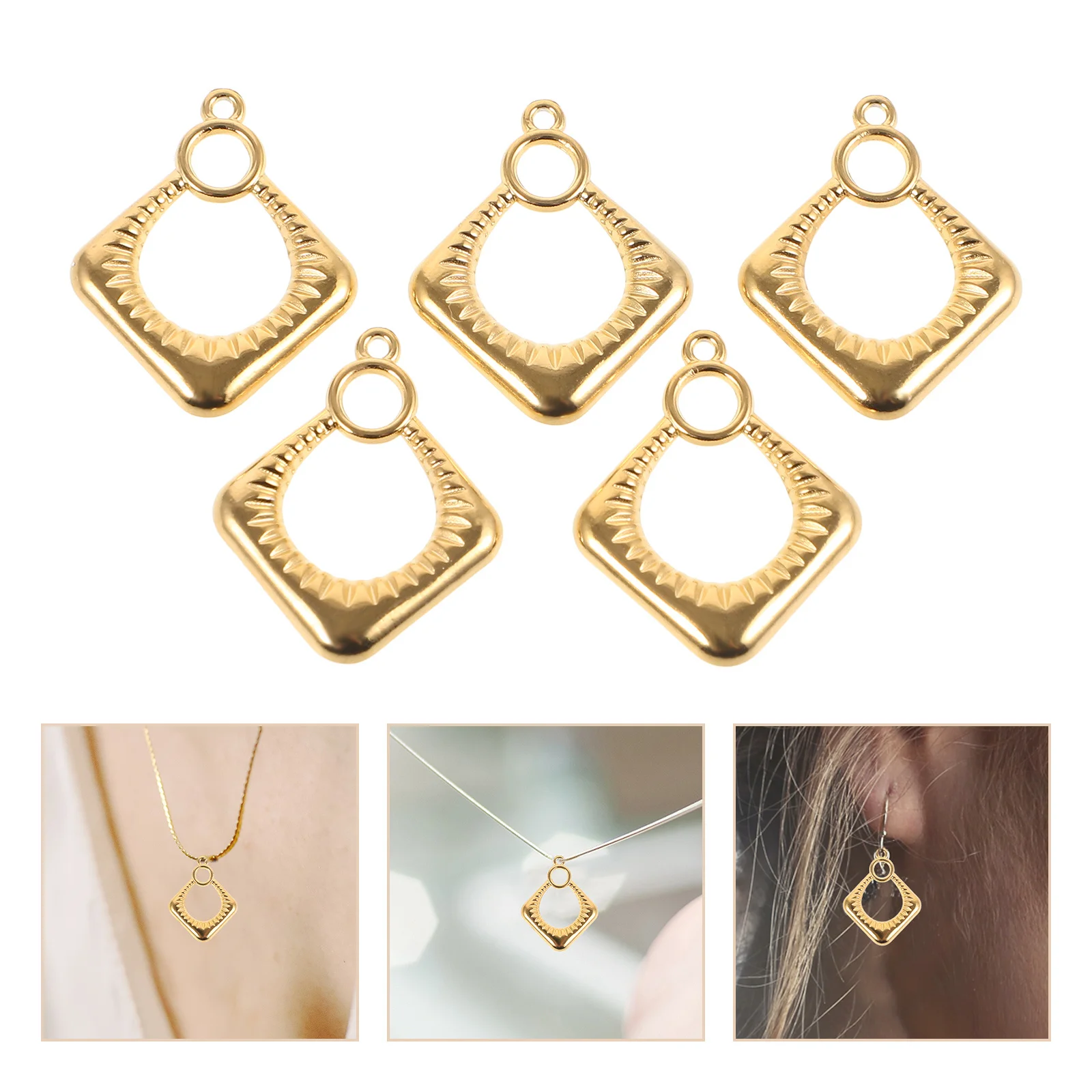 

5Pcs Bohemian Style Charms Stainless Steel Craft Pendants for DIY Earrings Necklaces Jewelry Findings Unique Decorative Hanging