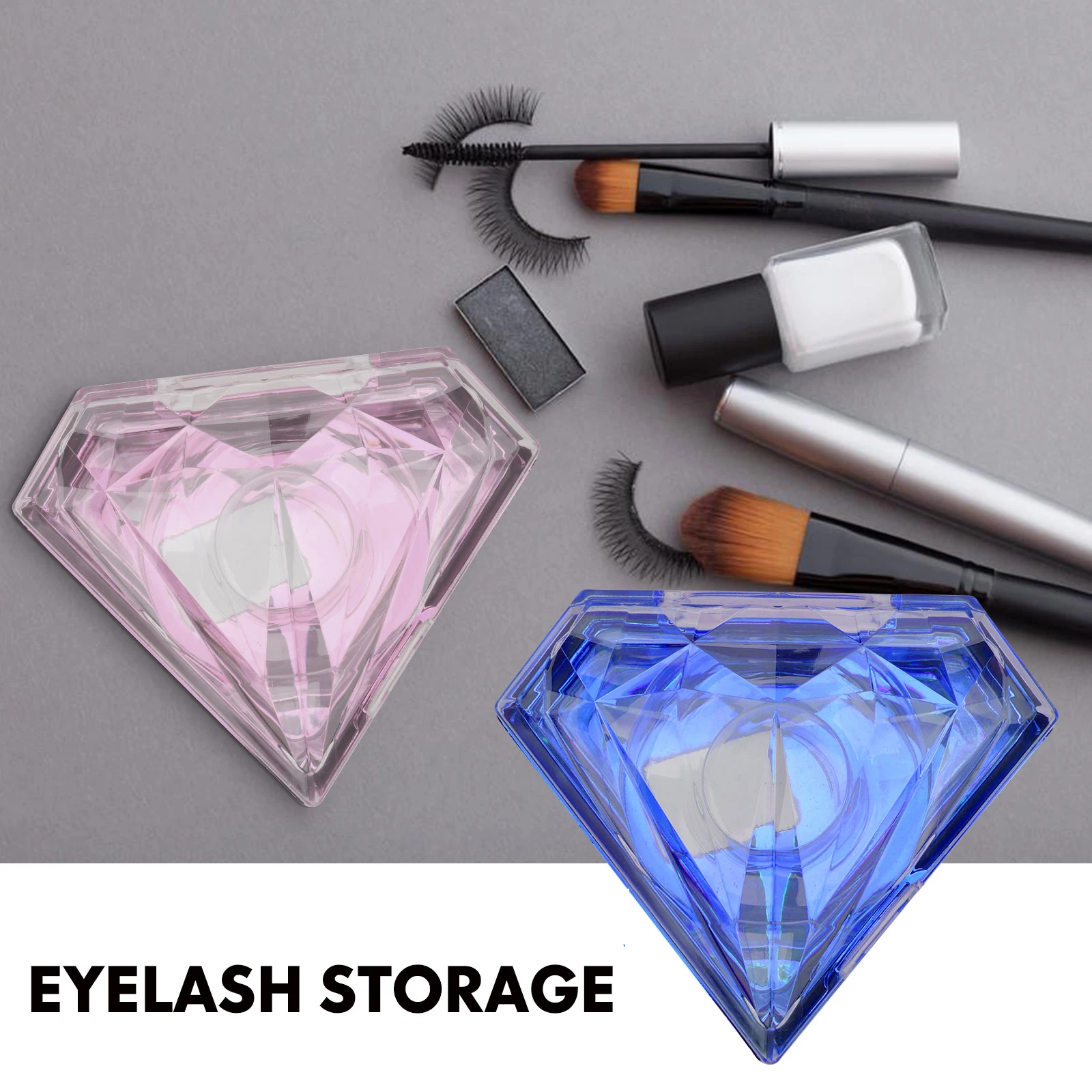 

False Eyelash Acrylic Lash Container Diamond Makeup Accessories Box Pattern Eyelash Storage Packing Case Makeup Accessories Tray
