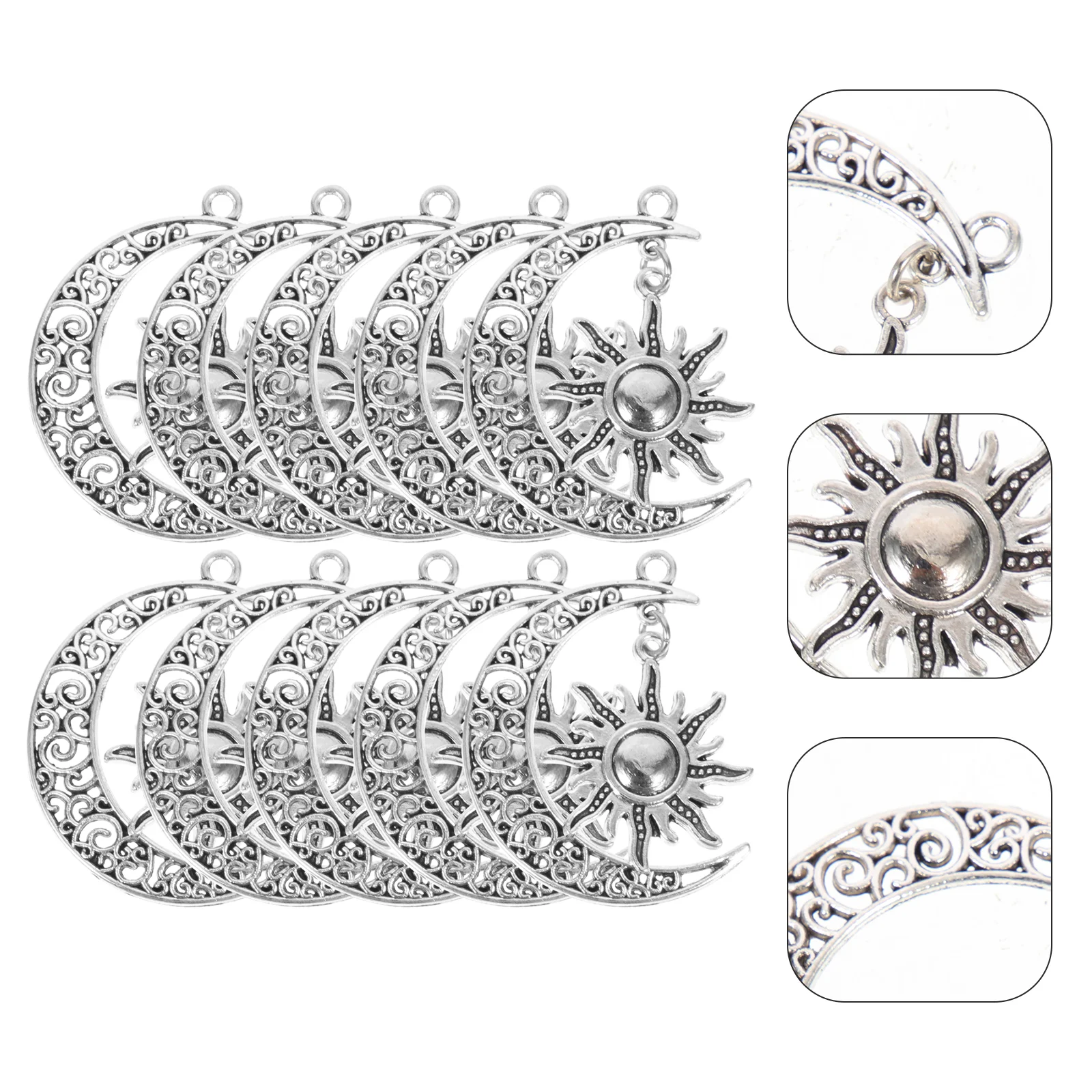 10 قطع القمر الشمس قلادة سبيكة مجوهرات DIY قلادة سحر لصنع الإكسسوارات أساور فضية وملكة جمال