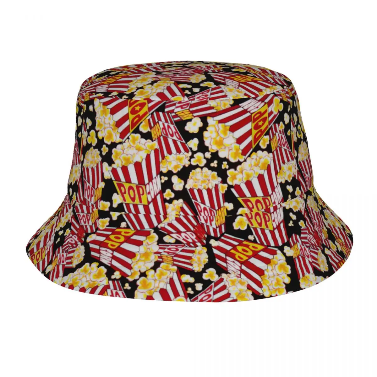 

Cute Popcorn Pattern Bucket Hat Bob Fisherman Cap Outdoor Travel Sun Visor Fashion Panama