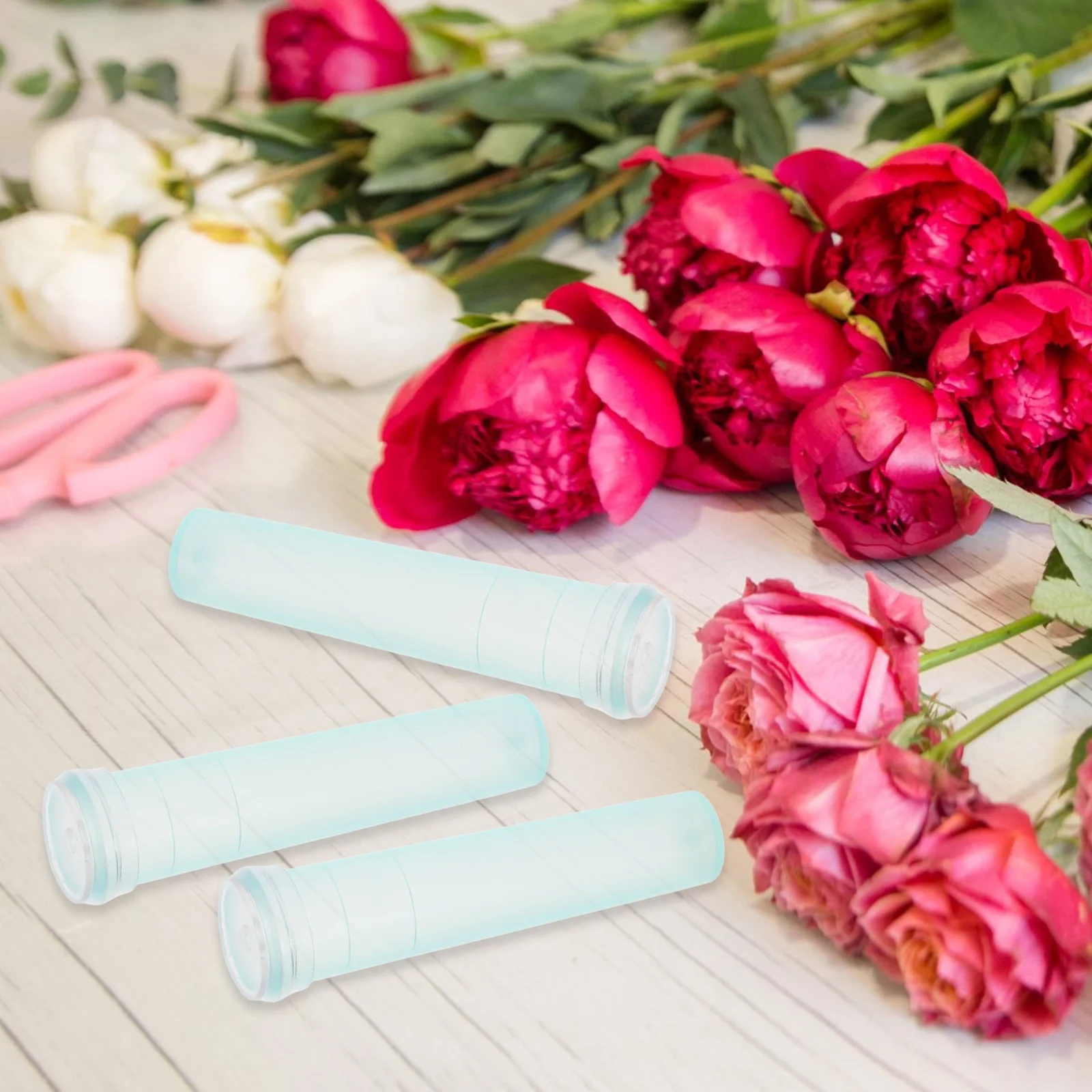 100pcs Fresh Flower Preservation Tube 7 Cm Long Light Green For Floral Arranging Flower Transport Florist Supplies Growing