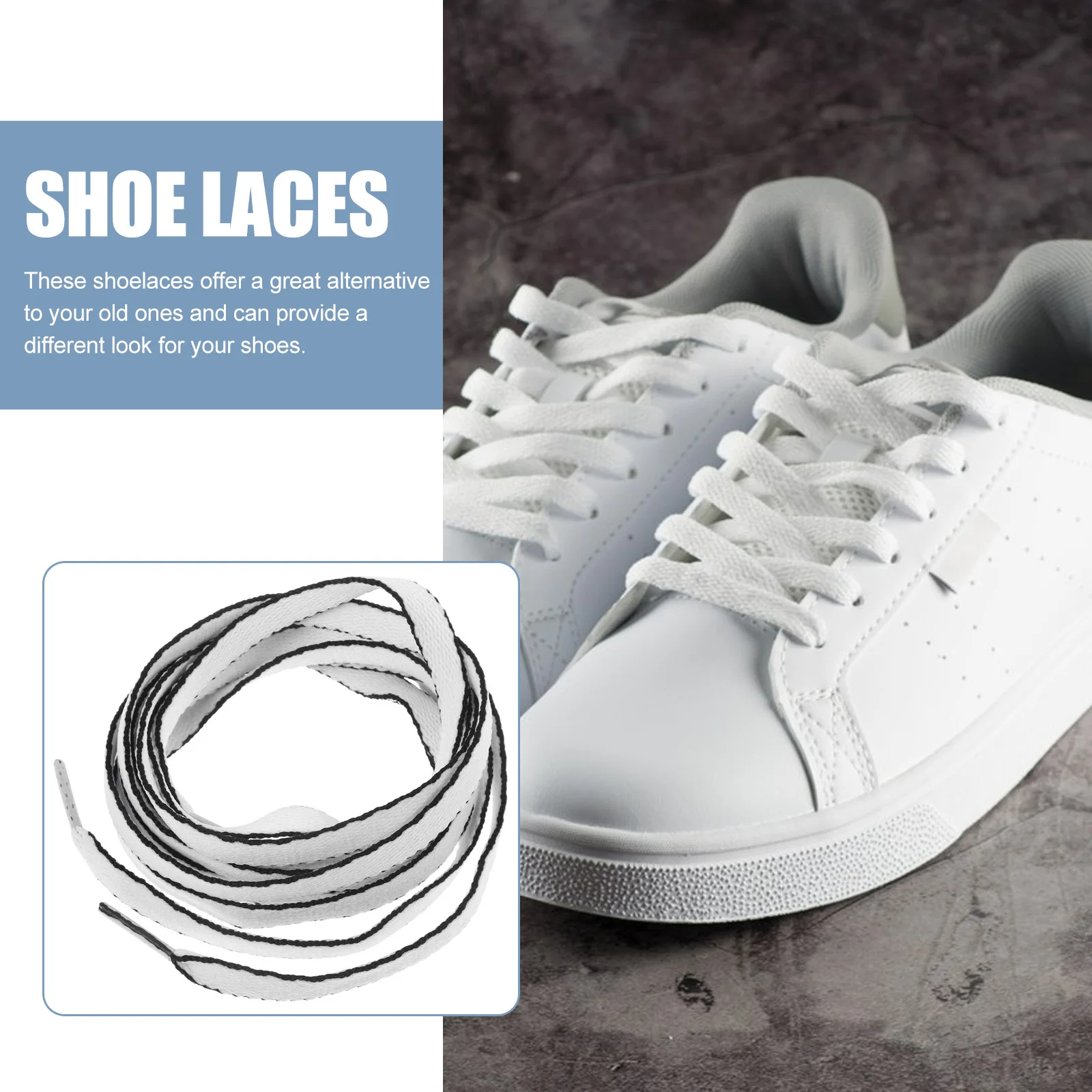 

4Pairs Black White Edge Sneaker Shoelaces Flat Shoelaces for Sports Casual Shoes Adults Fashionable Shoe Laces