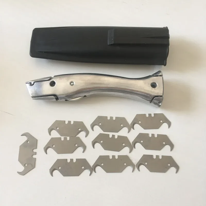 Dolphin knife PVC floor cutter Zinc-aluminum alloy handle roll floor cutter carpet handle cutter with 10pcs blade and scabbard