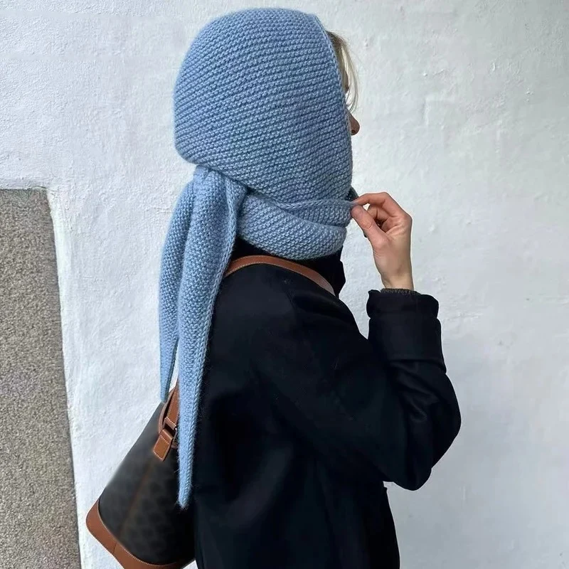 وشاح بغطاء للرأس حراري مقاوم للرياح من الصوف 100% باللون الأحمر للتزلج وركوب الدراجات قناع وجه شتوي وتدفئة الرقبة معدات الطقس البارد