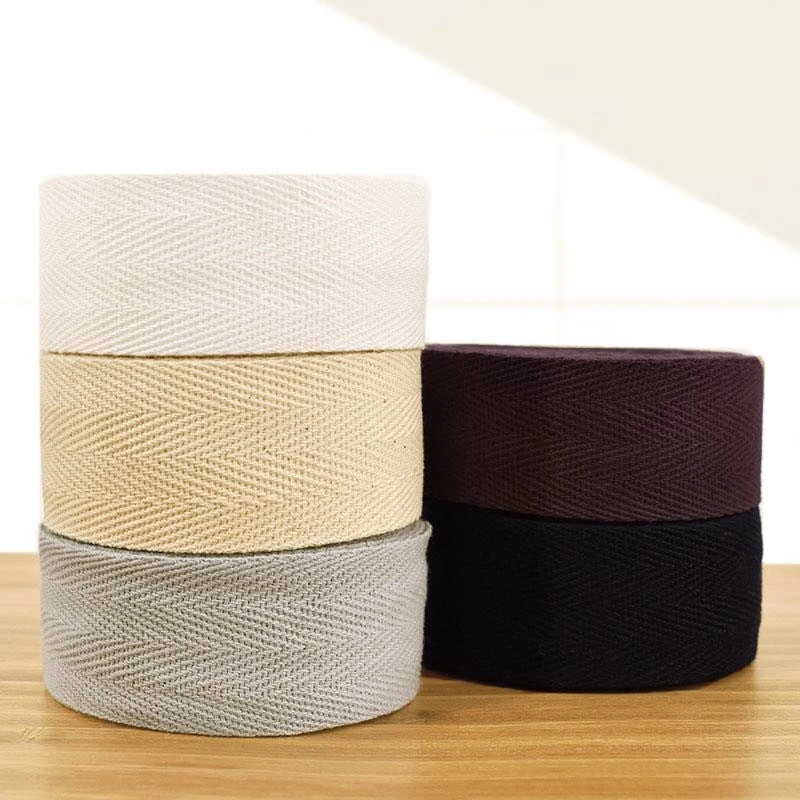 50 Yards Herringbone Tape100% Cotton Ribbon High Tenacity Belt Bag Lable Ribbon Sewing Tape Bias Binding DIY Crafts Accessories