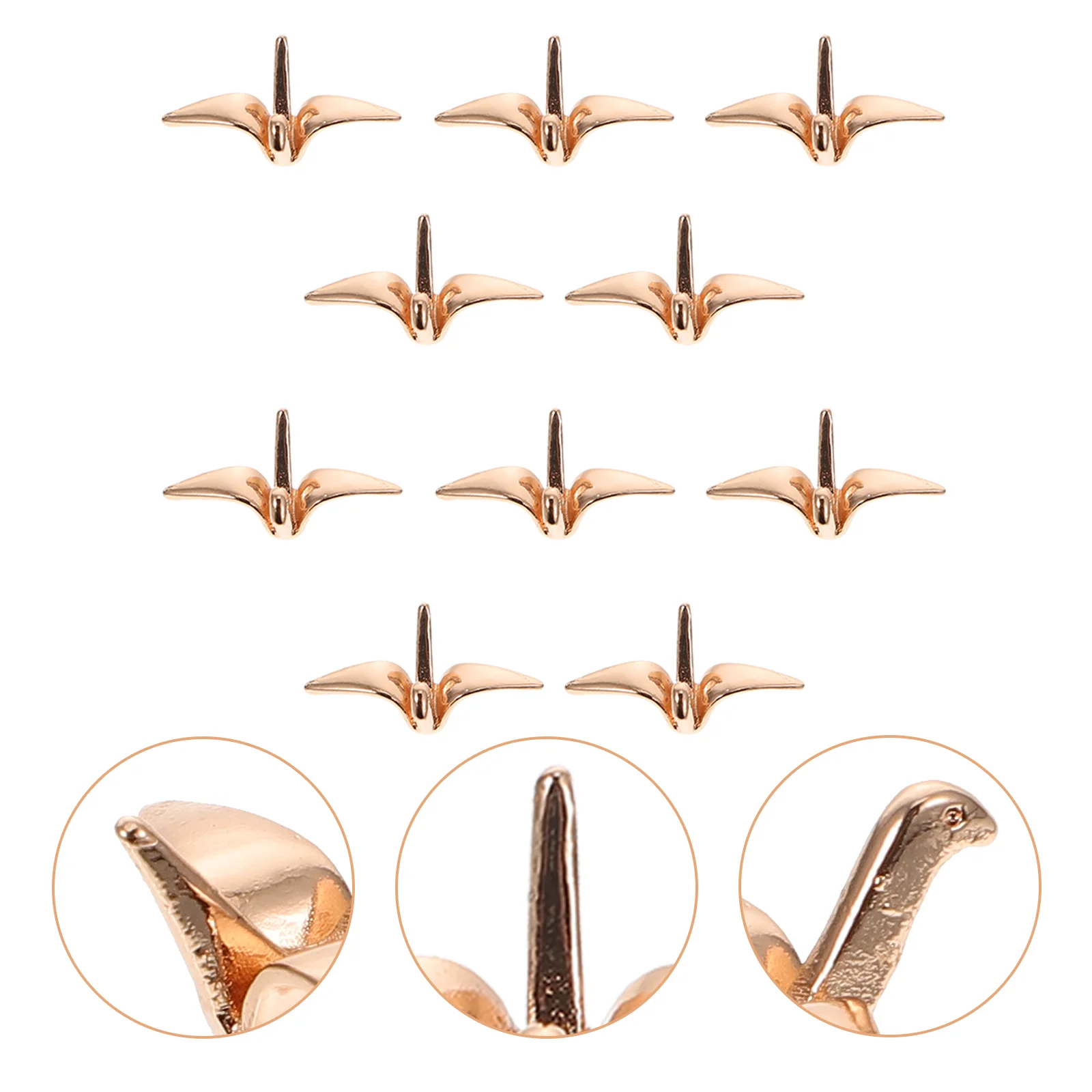 10 Pcs Paper Crane Pendant DIY Hair Pin Charms Party Clip Hairpins Necklace Festival Headwear Accessory Copper Making