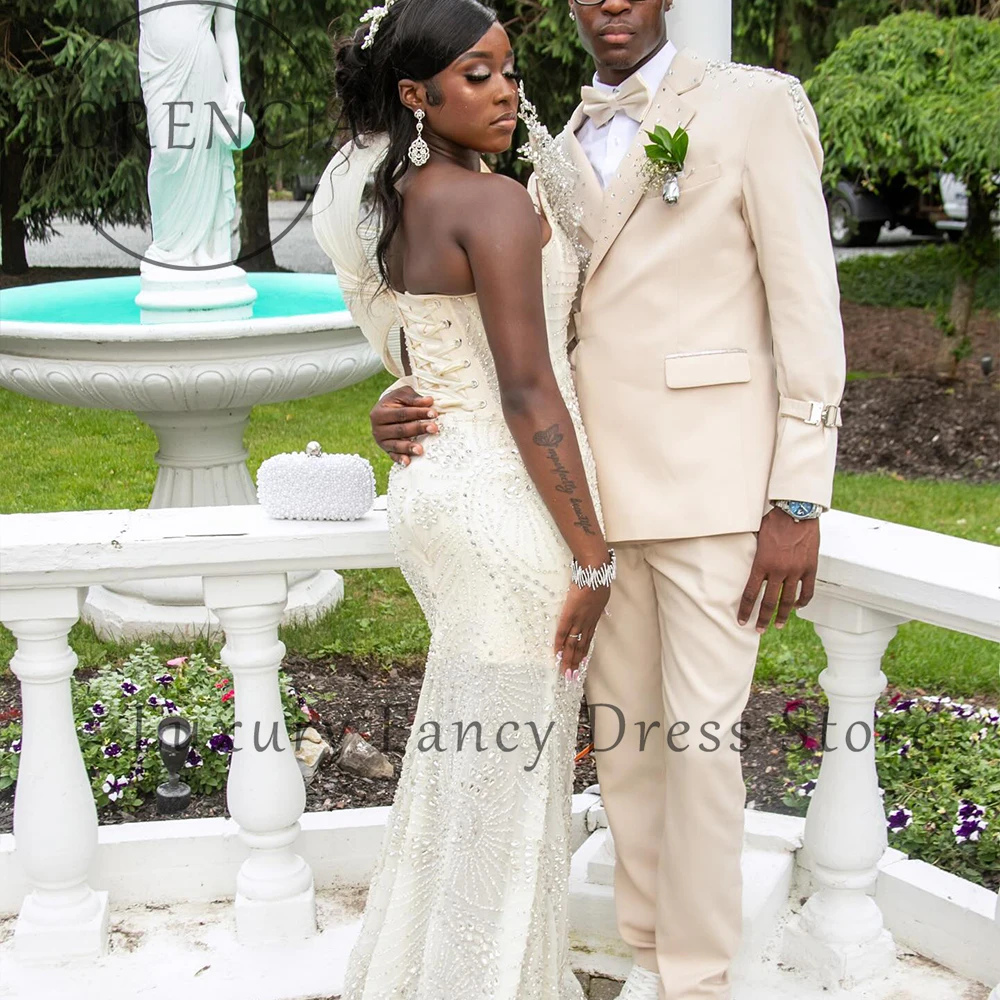 Abiti da ballo di cristallo con perline di lusso 2025 Ornamenti 3D Abiti da sera con strass a sirena Abiti da cerimonia personalizzati