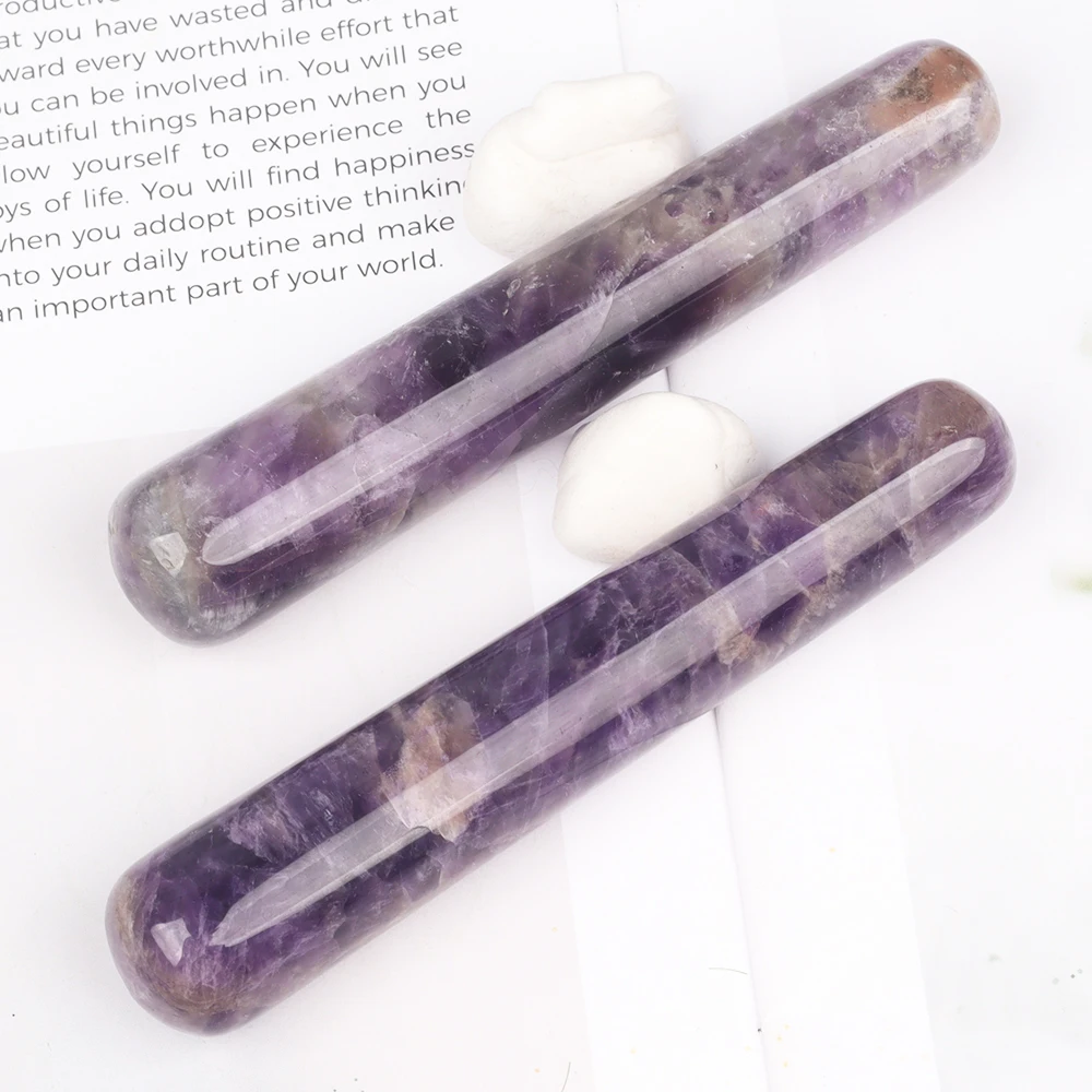 Natural Amethyst Wand Jade Massage Stick Face Body Eye Crystal Mineral Stone Massager Health Skin Care Gua Sha Lifting Yoni Tool view 6