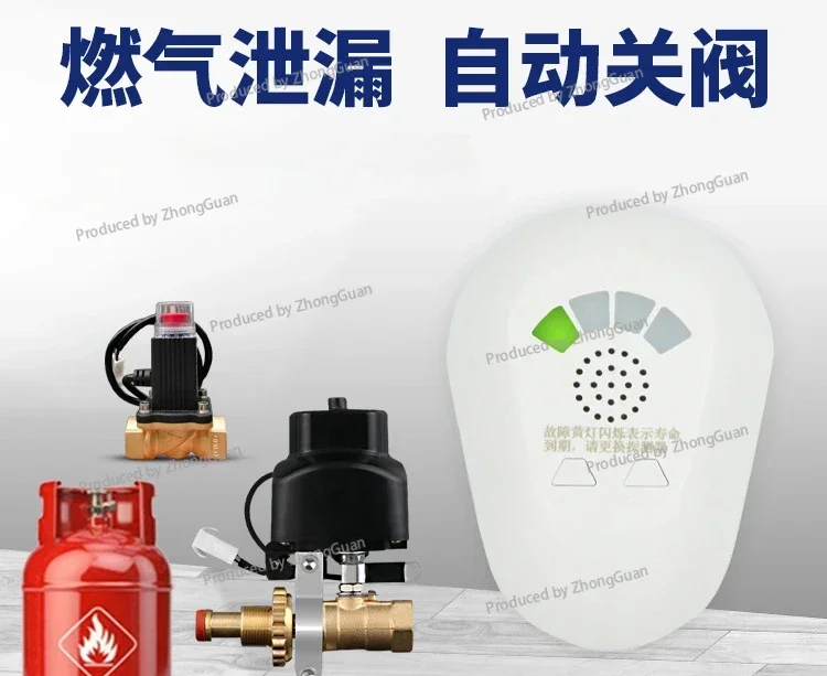 Household Gas Alarm Shut-off Valve Catering Liquefied Gas Propane Natural Carbon Monoxide Gas Leakage Detection