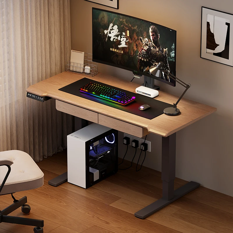 Solid wood electric lifting table Smart computer table E-sports table Home study desk Desk Lifting workbench
