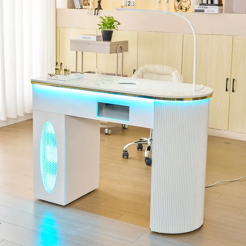 HYS single and double rock slab manicure table with wireless charging desktop vacuum cleaner for nail salons