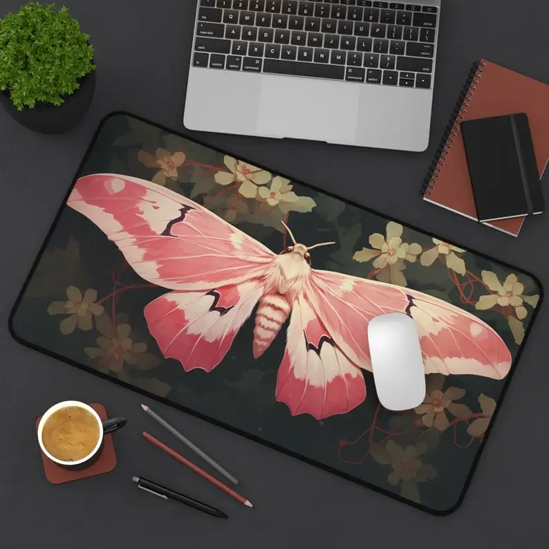 

Pink Mysterious Moth Pattern Mousepad,non-slip Waterproof Mousepad,office Game Table Decoration Mat,the Perfect Gift for Friends