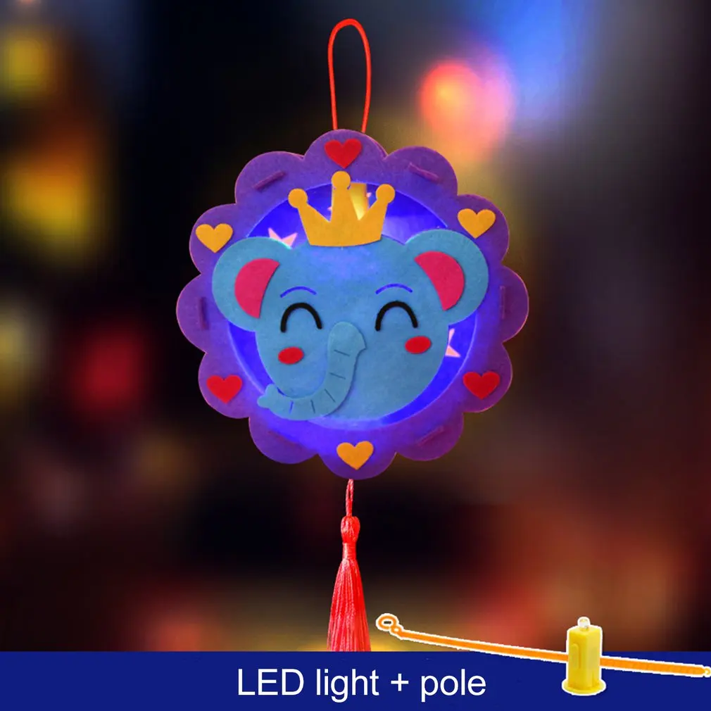 Lanterne LED portable faite à la main pour enfants, lanterne de jardin d'enfants, bricolage, festival du printemps, nouvel an, animal de dessin animé, jouet pour enfants