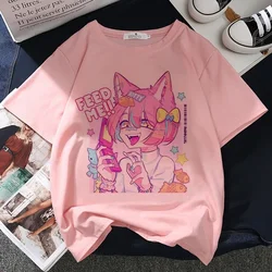 Kawaii Cartoon Graphic Print T-shirt Women Harajuku Aesthetic Pink Top Tshirt Blouses 2024 New Korea Fashion Y2k Female T Shirt