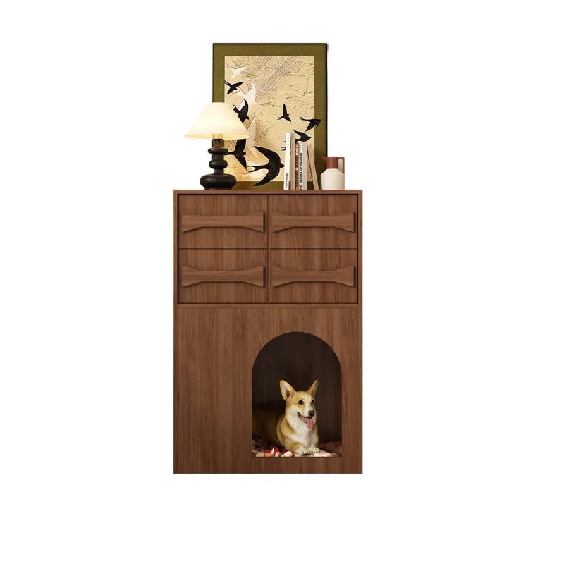 

Новый шкаф для хранения товаров для домашних животных в китайском стиле из массива дерева, комбинированный напольный кошачий домик и будка для собак.