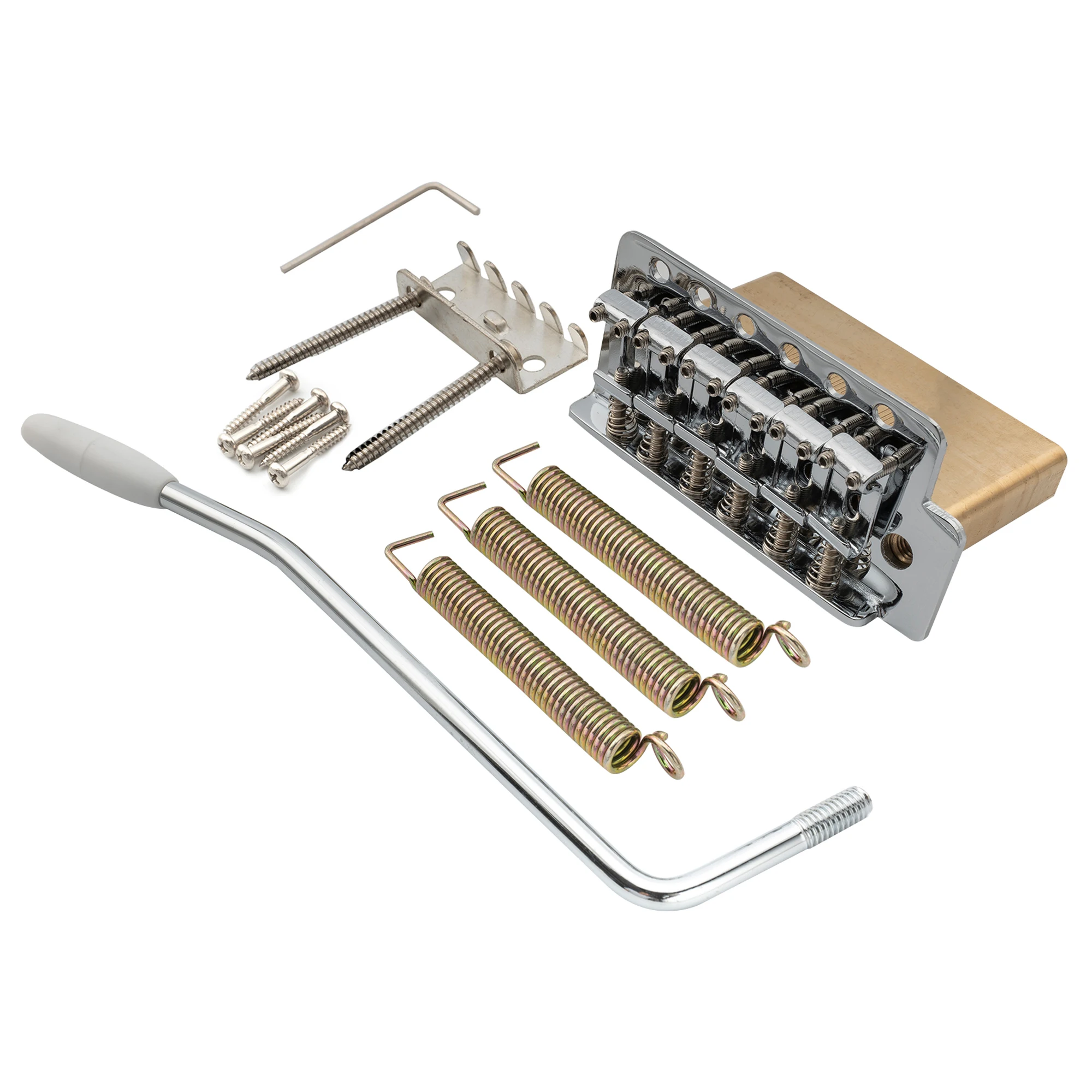 Musiclily Pro 52.5mm 6-Screw Vintage Style Steel Bent Saddles Guitar Tremolo Bridge with 40mm Solid Brass Block for SQ ST Guitar