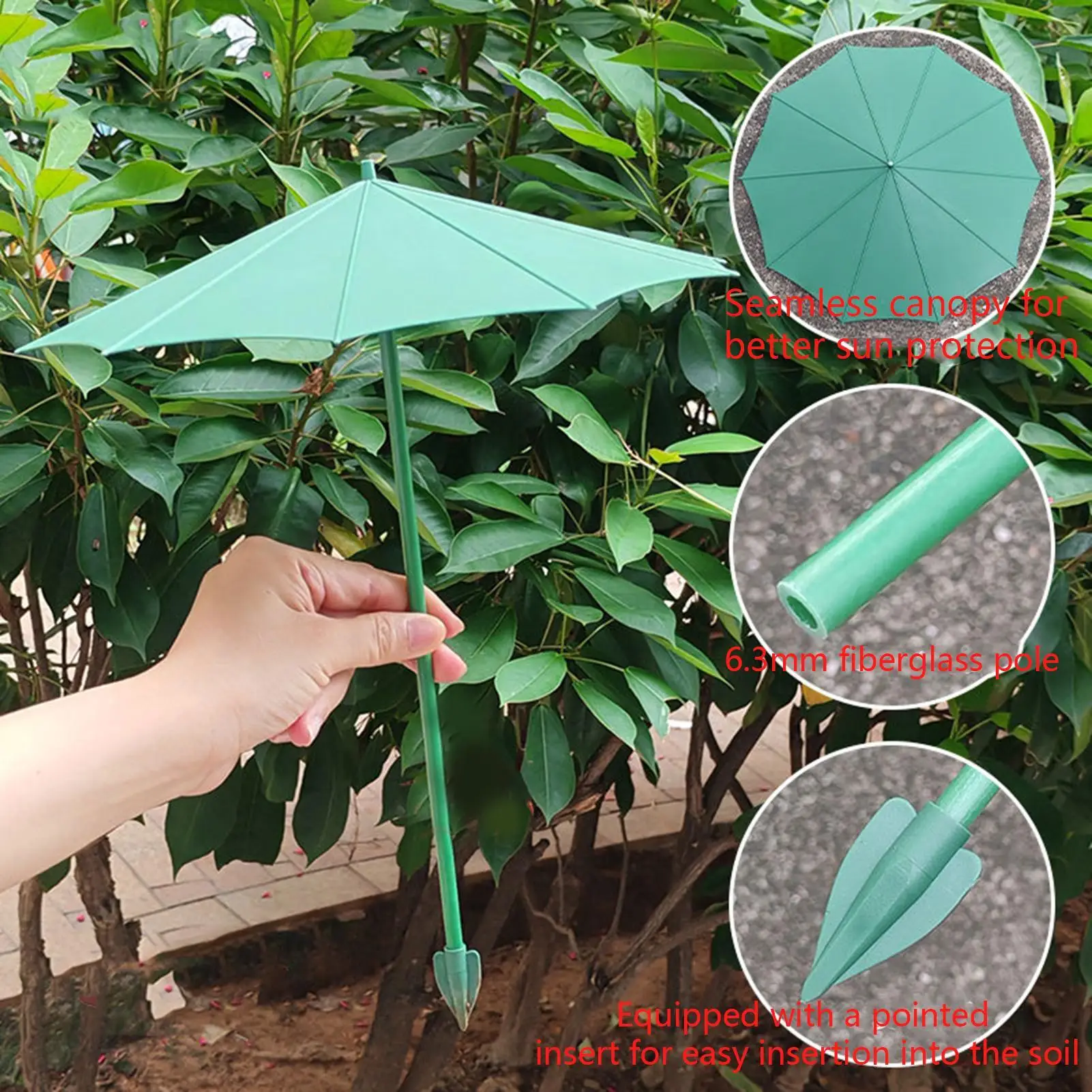 Garden Umbrella Shade with Stake 3 Pieces Small Sun Shade 34cm Shade for Plants for Outdoor Yard Patio Balcony Garden Bed