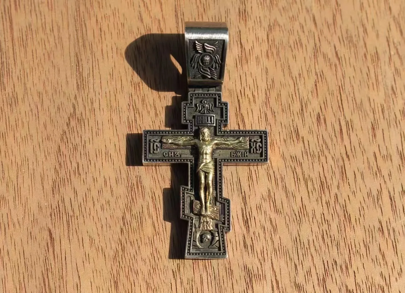 S925 Pure Silver Jesus · Ten Square Fine Remo Cross Pender for Men and Women Couple