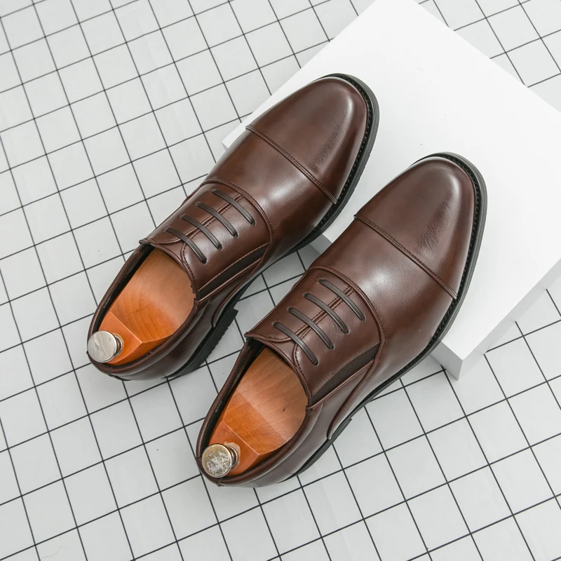 

Men Shoes Business Formal Leather Shoes Lace-up Comfortable and Breathable Office Shoes Wedding Banquet Shoes Men Sizes 38-46