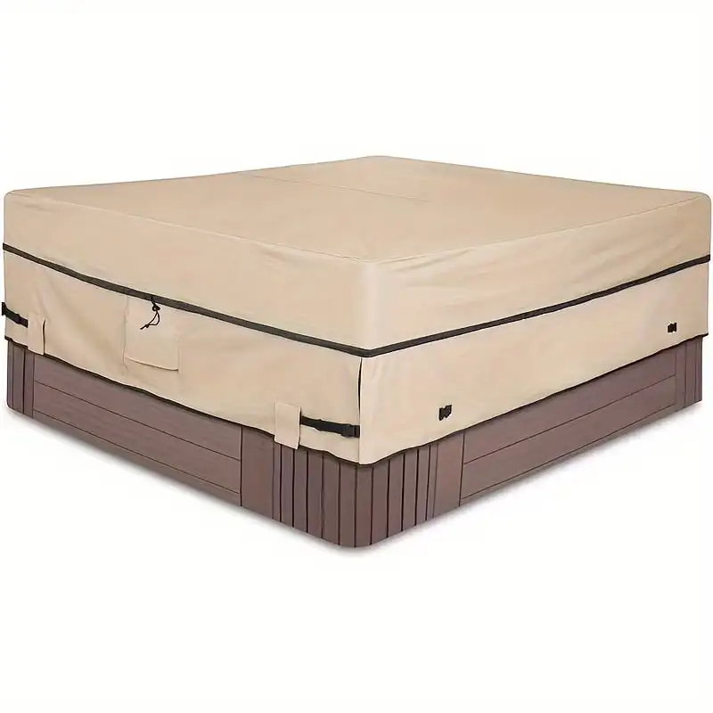 Multi Size Square Hot Tub Cover, Heavy-Duty Waterproof Anti-UV Outdoor Spa Protector, Windproof Dust Resistant Square Jacuzzi Co