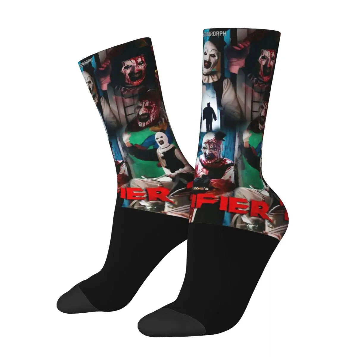 

New Female Male Socks Terrifier Horror Movie Collage Accessories Super Soft Scary Halloween Graphic Socks Spring Autumn Winter