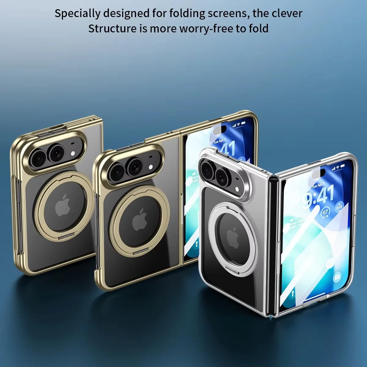 Coque de téléphone transparente de luxe avec placage magnétique pour iPhone Duo iPhone 18 Fold, avec film de protection pour le cadre avant, antichoc