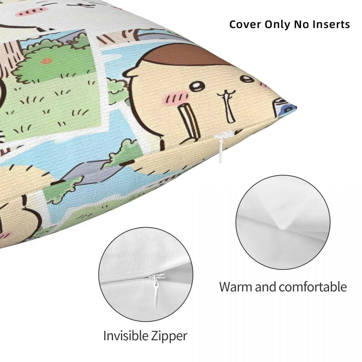 C-Chiikawa الكرتون كيس وسادة غطاء الوسادة مربع تصميم وسادة غطاء لطيف مضحك سادات لمكتب سيارة ديكور المنزل