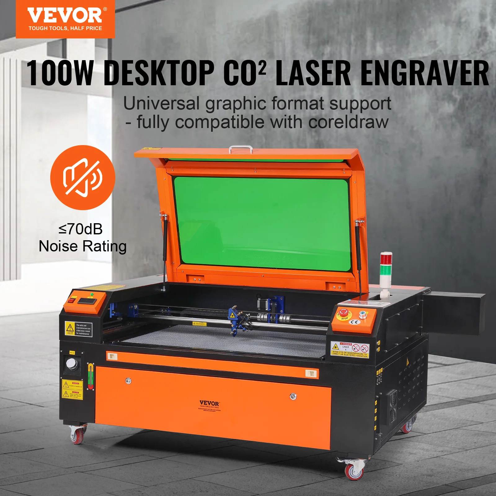 VEVOR 100W CO2 Laser Engraver, 24 x 35 in, 19.7 IPS Laser Cutter Machine with 2-Way Pass Air Assist, for Wood Acrylic Fabric