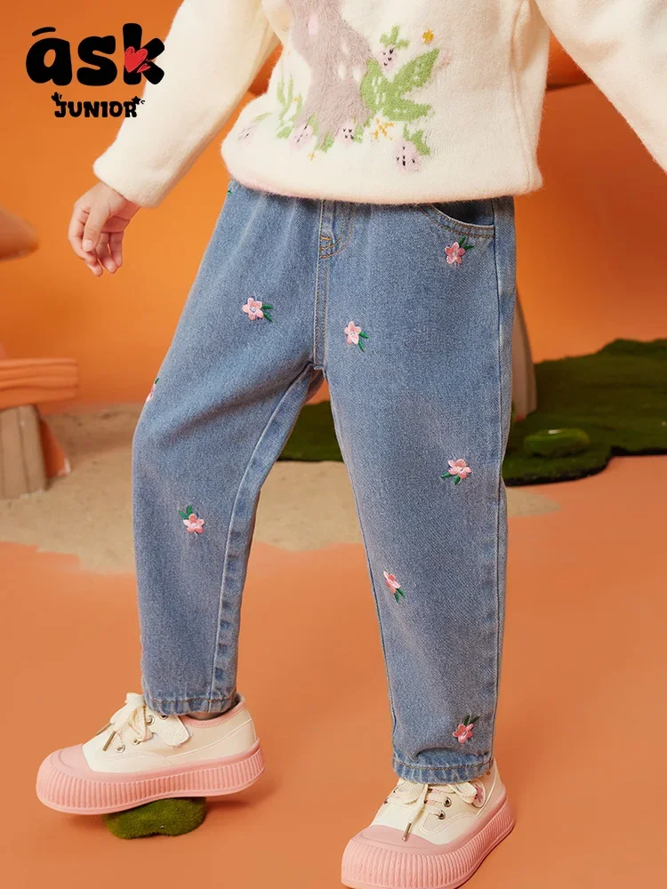 اسأل جونيور فاشن كومفورت توين جيرلز ربيع مطرز فجل الدينيم للأطفال #2