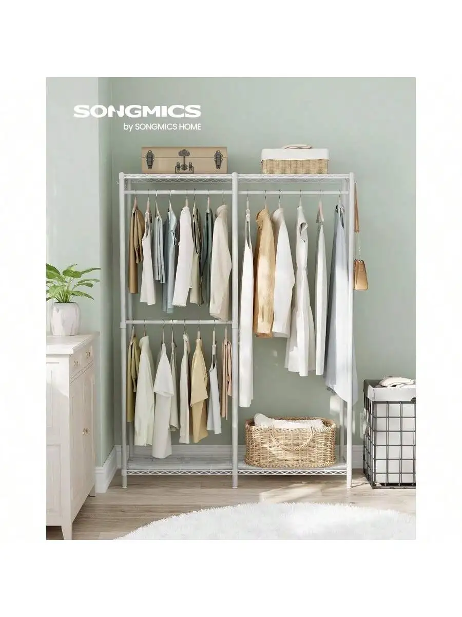 

SONGMICS Clothes Rack, Freestanding Wardrobe Closet, Metal Clothing Racks, Heavy-Duty Garment Rack With Adjustable Shelves, H