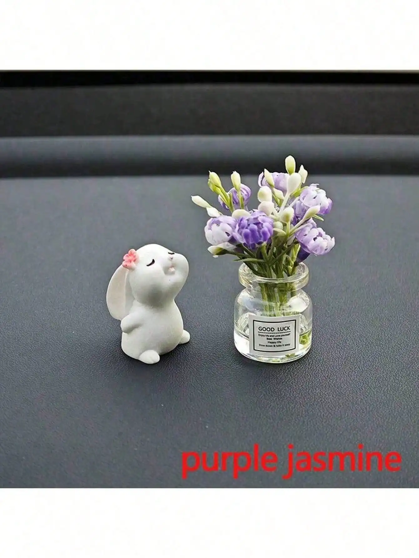 2pcs Cute Rabbit Ornament Flower Vase Decor For Car Interior image 2