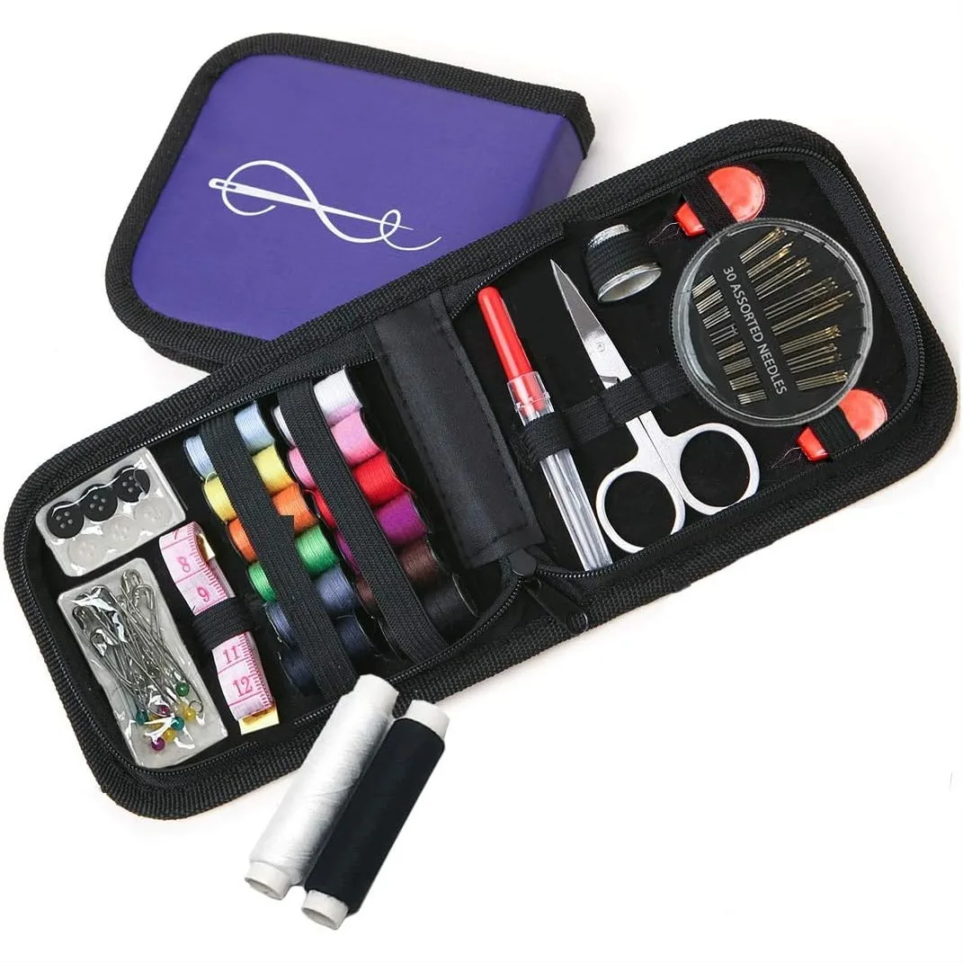 

CraftLab Sewing Kit Mini Travel Emergency Set with Needles, Thread, Scissors, and More for Quick Repairs Anywhere