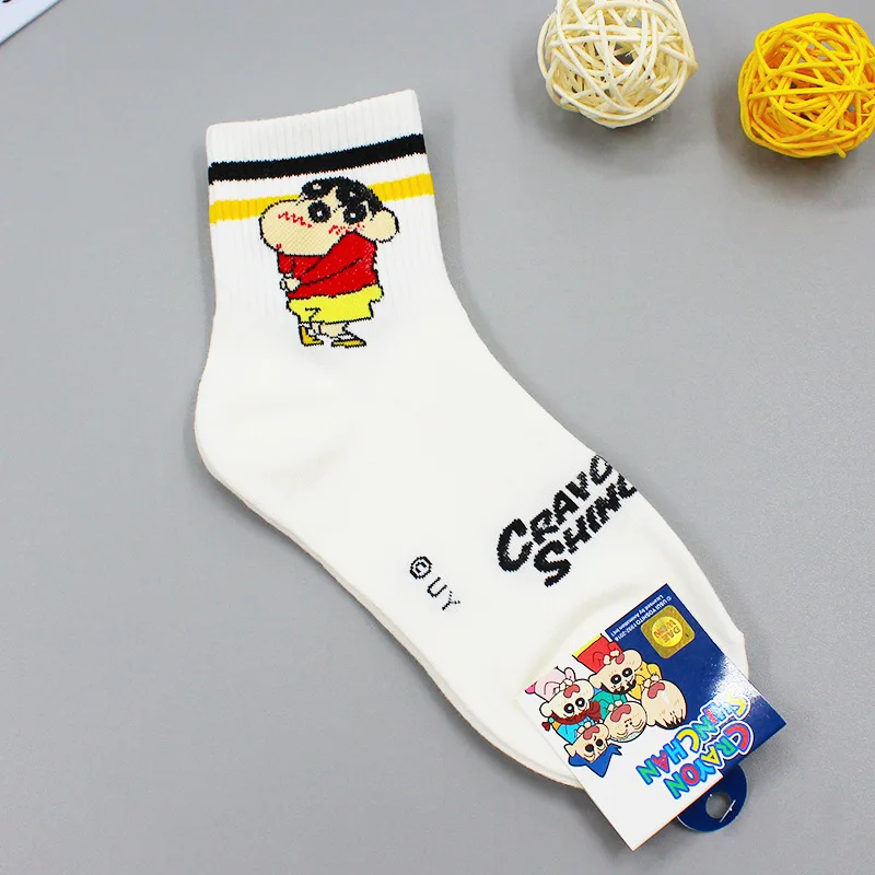 Anime Kawali Crayon Shin-Chan Cotton Socks Mid-Calf Leisure Soft Comfortable Cute Cartoon Friend Gift Birthday Gift For Girls