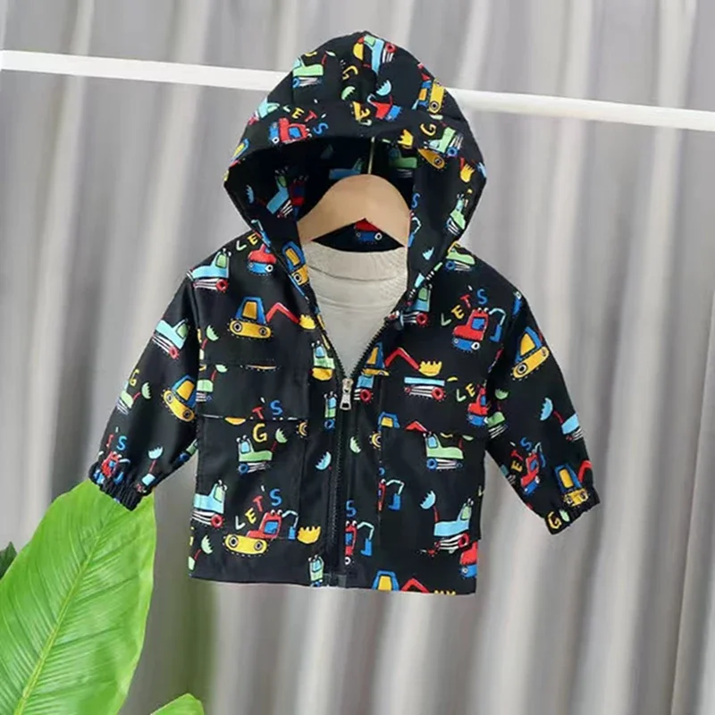 Hoodie Jacket Coat Spring Autumn Girls Coat Cartoon Print Top Children Kids Clothes Toddler Boys Sweatshirts Baby Outwear Outfit