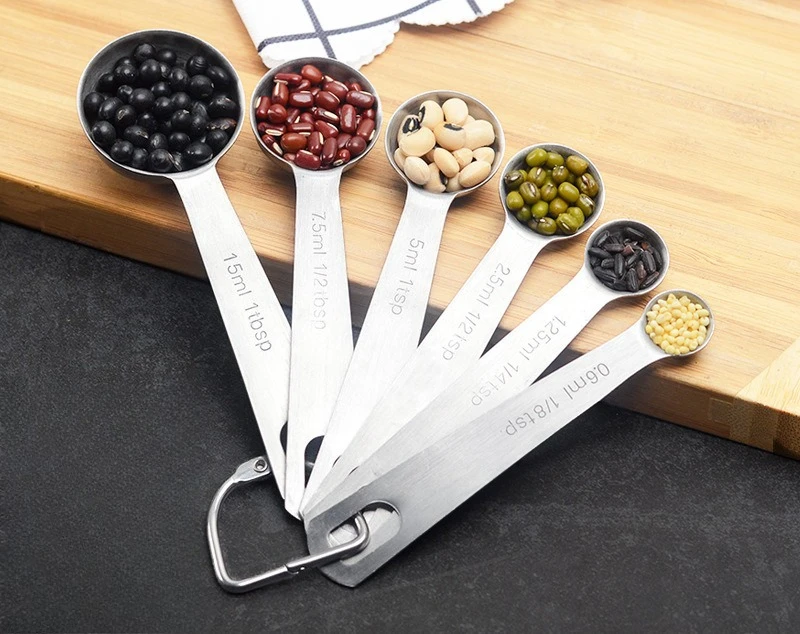 

Набор из 7 металлических мерных ложек - предметы первой необходимости для выпечки, кухонные гаджеты из нержавеющей стали премиум-класса с точными измерениями