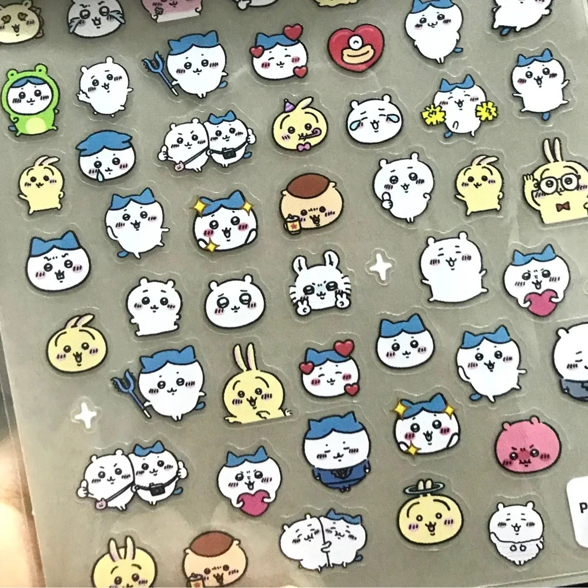 6D Embossed Anime Nail Stickers ちいかわ ハチワレ Simple DIY 치이카와 먼작귀 Nagano Nail Sticker for Kid Gift Toys Engraved Art Manicure