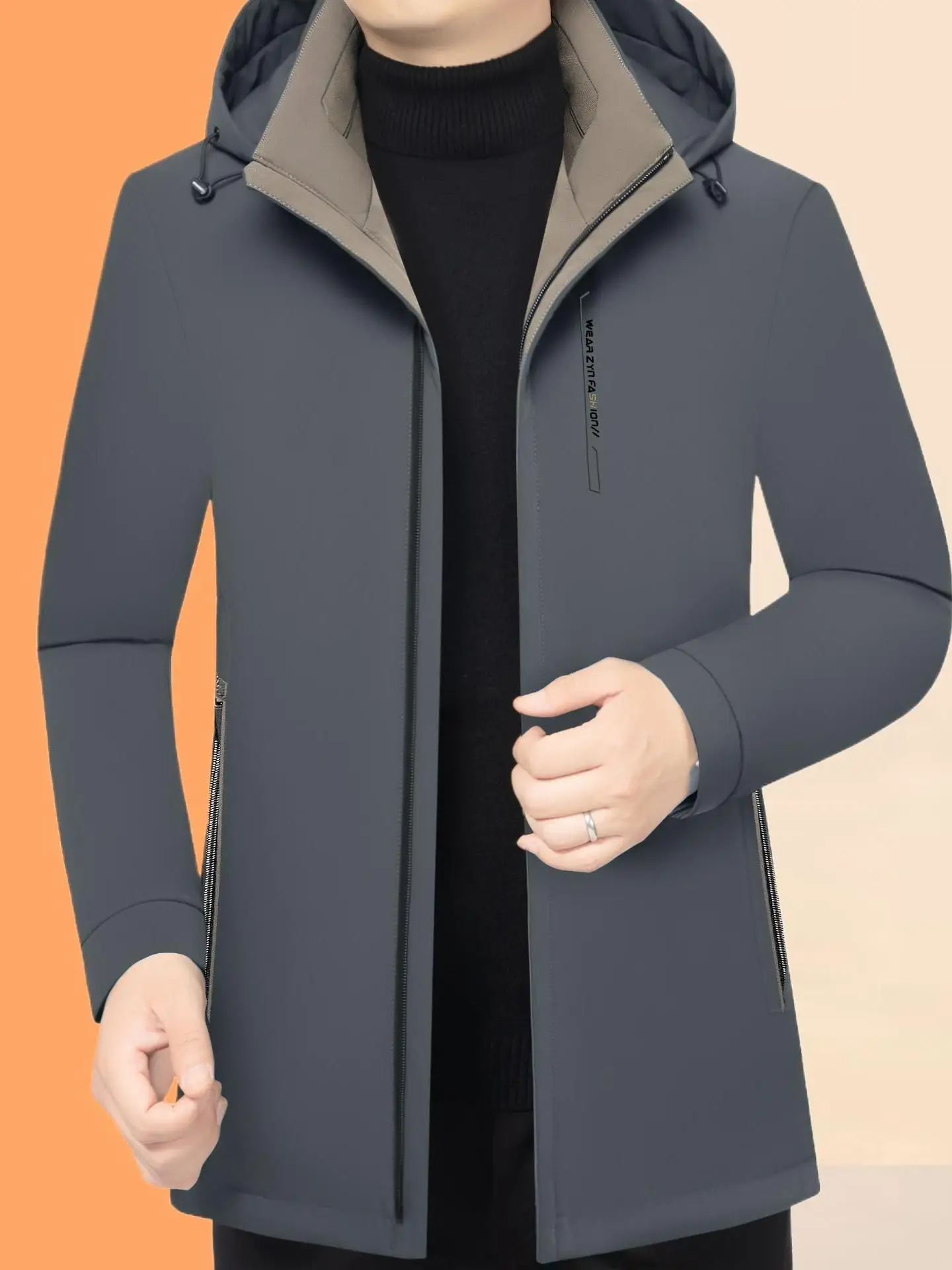 

Men's Winter Warmth-Kee Detachable Inner Hooded down Jaet Lightweight Luxury New Sle Midlife Dad Coat Trendy
