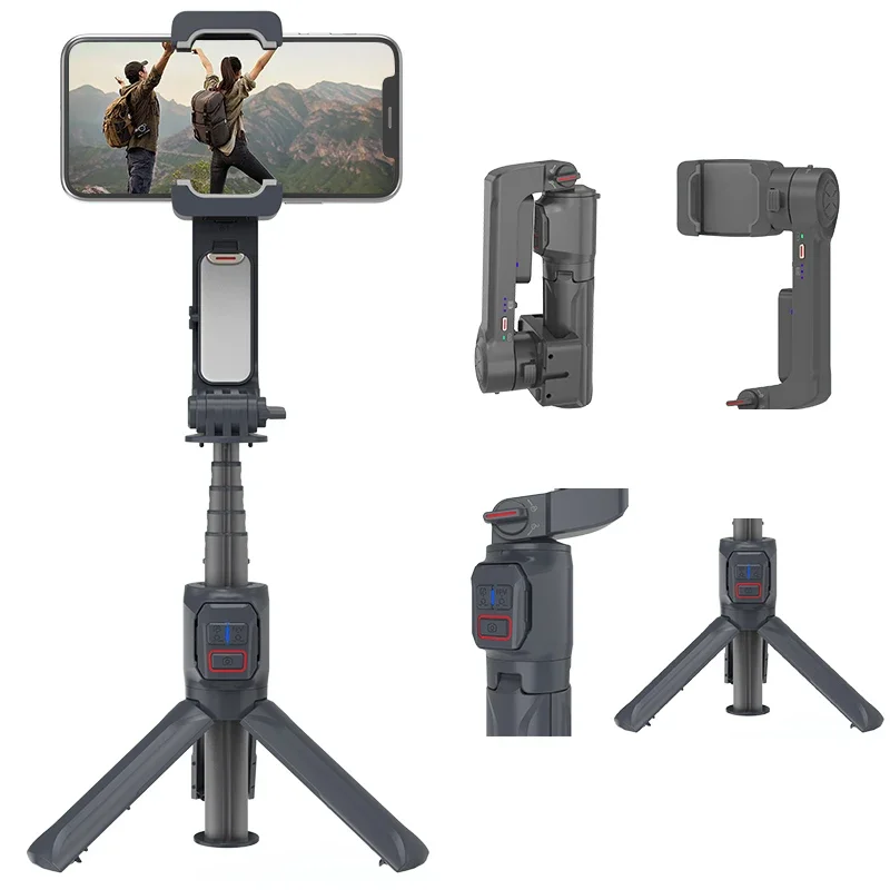 2024 A10 Top Selling Foldable Handheld Single Axis Cellphone Gimbal Stabilizer with Built in Extension for Film Maker Video Vlog