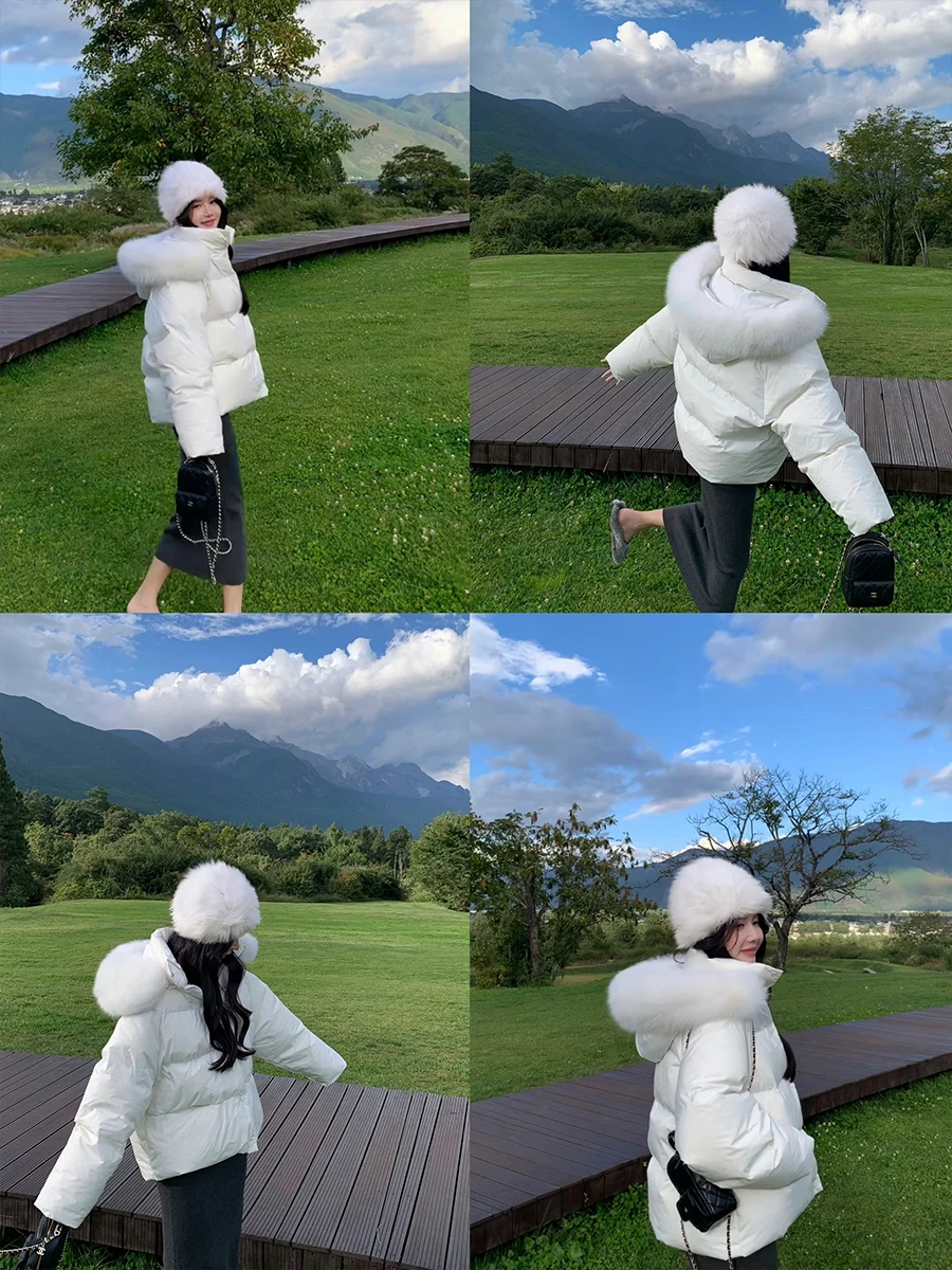 

Утепленная женская зимняя куртка Lazy Zoe Casual Du down Jaet ort Version свободного кроя с длинными рукавами на молнии