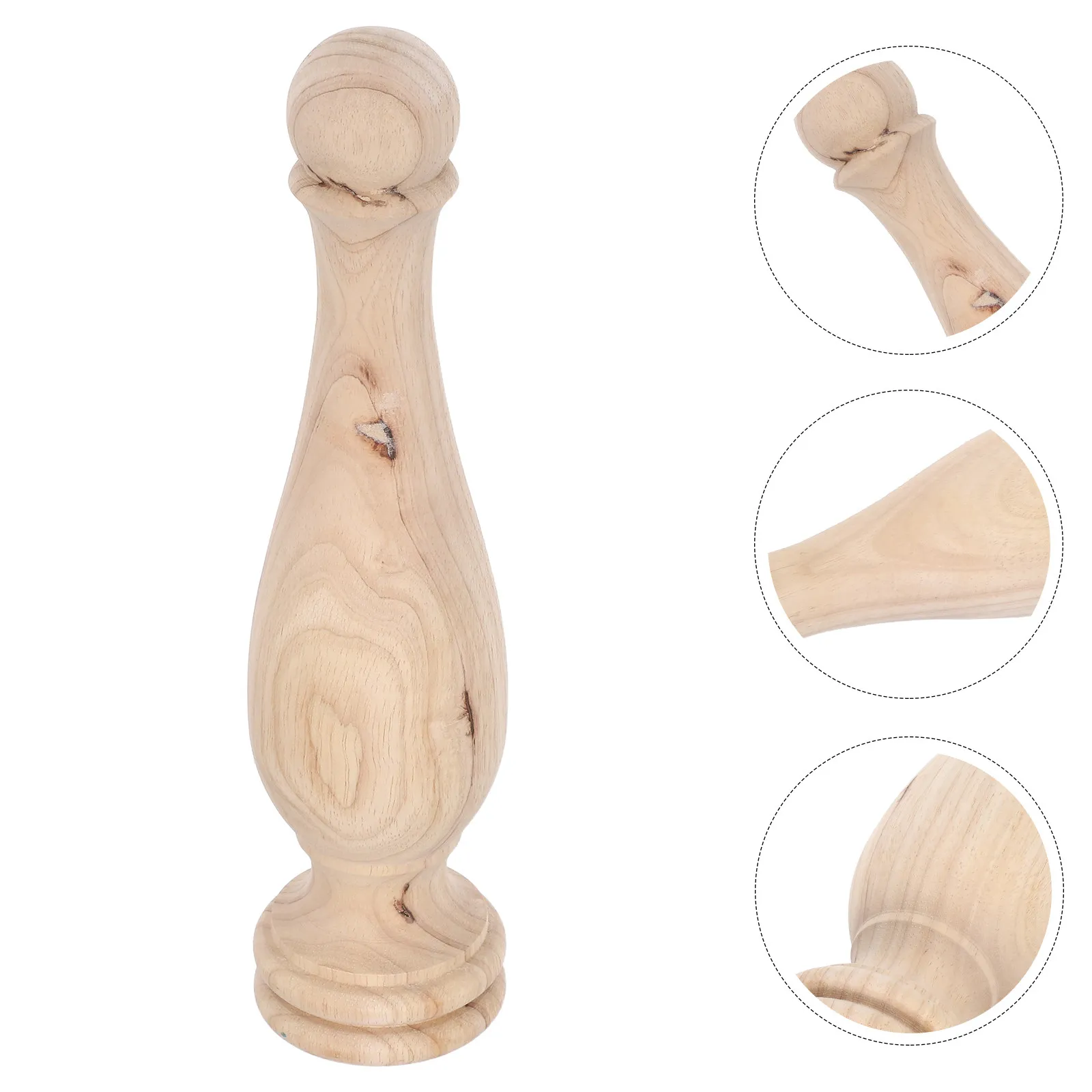 Unfinished Hand-Carved European Style Wooden Finials 13 Inch Tall 3.14 Inch Wide for Bed Posts Curtain Rods Flagpoles DIY Home