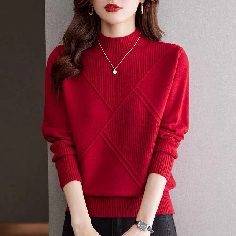 

Ele Slim Fit Knitwear Base Layer Soft Sle Faionable Slimming High Collar Long Sve Autumn Season Women's Premium Eu...